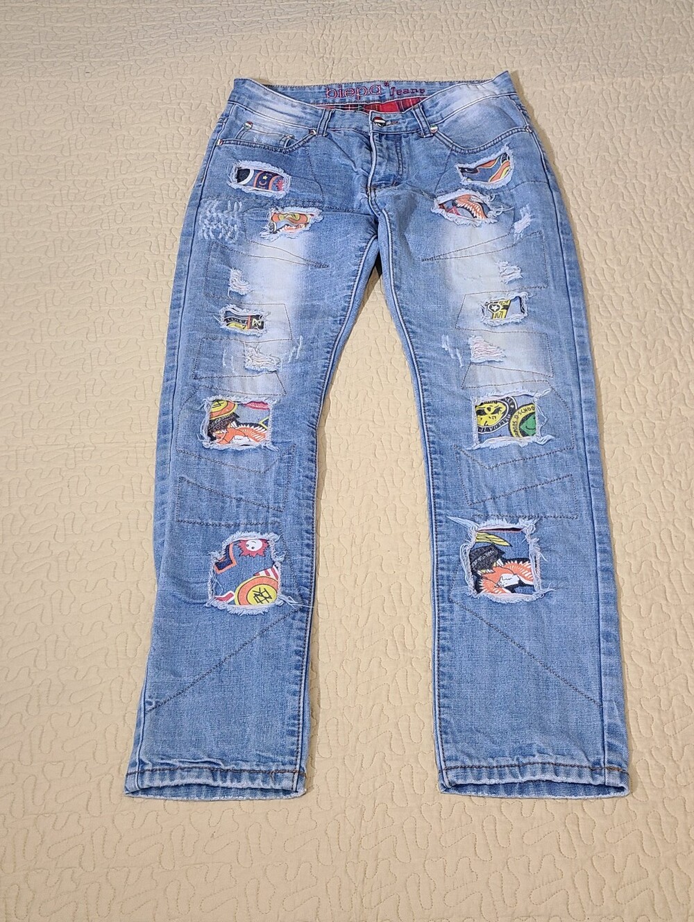 Biepa distressed patchwork jeans size 34